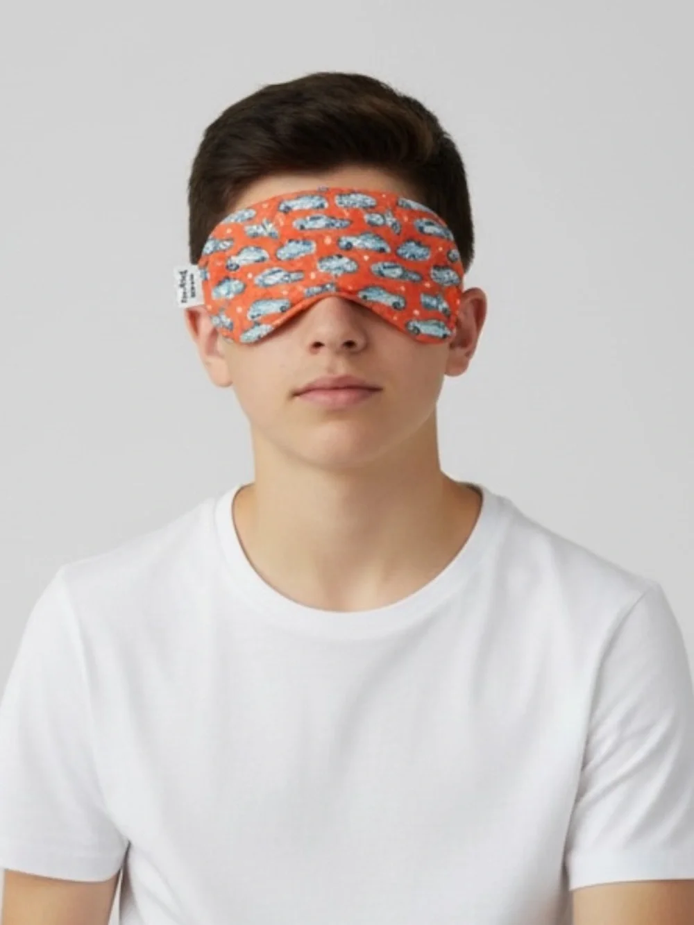 Orange Vintage Cars Print Kids Sleep Mask